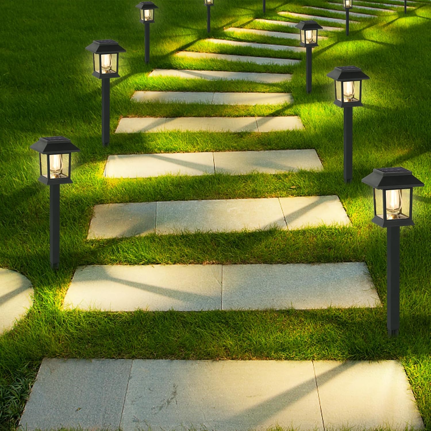 Greluna Solar Lights Outdoor,12 Pack 3000K Waterproof Auto On/Off Solar Pathway Lights for Your Garden, Landscape, Path, Yard, Patio, Driveway,Walkway Decor | Auto On/Off Waterproof Landscape Lights for Garden, Walkway, Yard, Patio & Driveway
