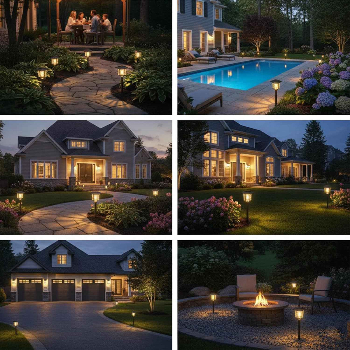 XMCOSY+ Solar Pathway Lights Outdoor 4 Pack, Warm White Solar Garden Lights | IP65 Waterproof, 2-Tone Stainless Steel & Glass, LED Edison Glow Landscape Lighting for Walkway Yard Patio Driveway Decor