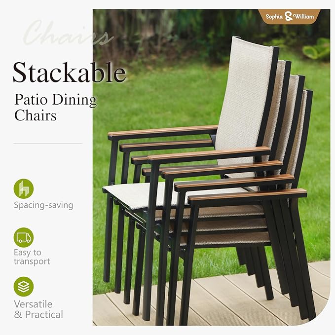 Sophia & William Patio Dining Set 9 Pieces, Patio Table and Chairs Set - Image 2