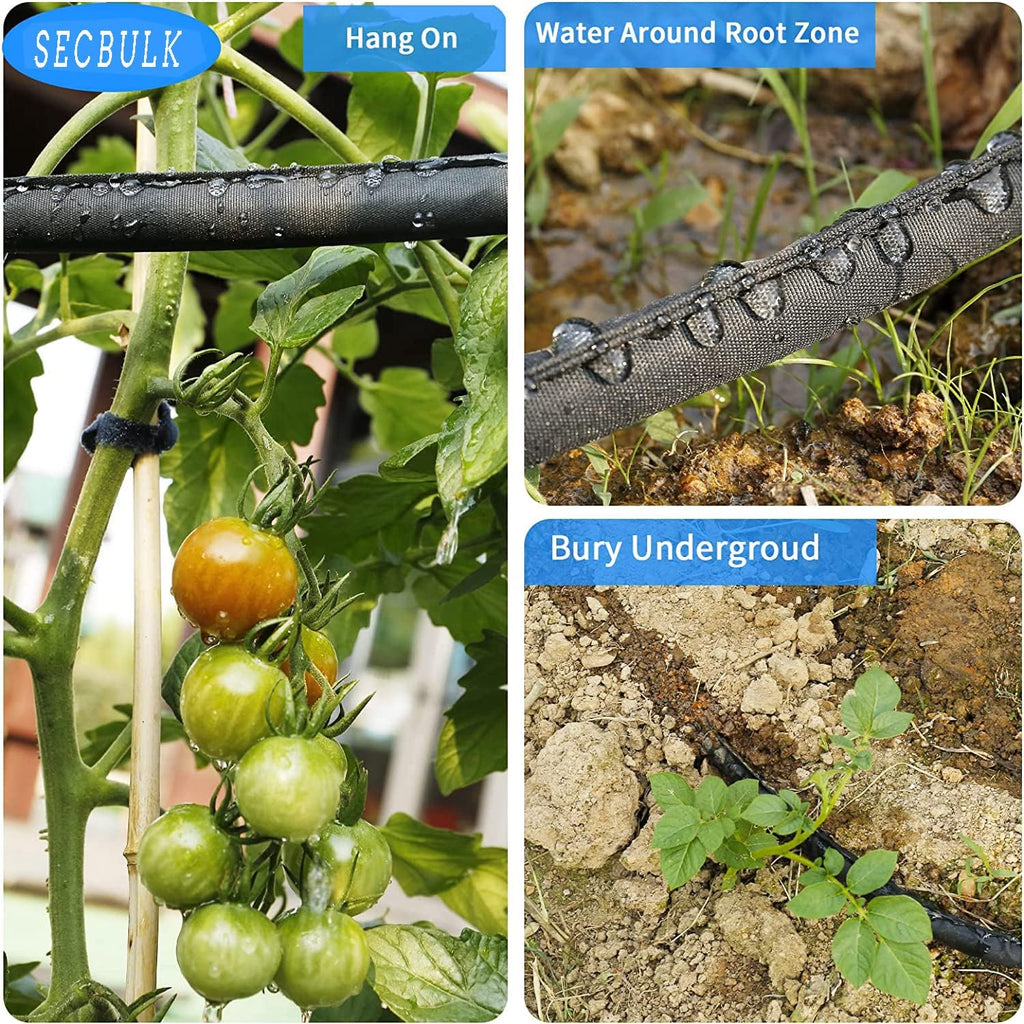 Secbulk 2026 Flat Soaker Hose 100 ft for Garden, 100' (50ft x 2) Linkable Drip Hose Diy Garden Irrigation System Saving 80% Water, Dual-layer Leak-free Design Water Hose with Holes