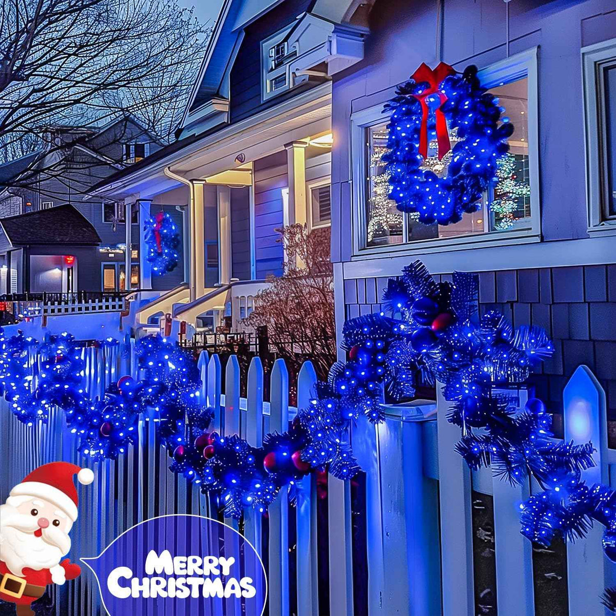 JMEXSUSS 2 Pack Solar String Lights Outdoor, Total 400 LED 151FT, Blue | Outdoor Waterproof, 8 Modes Solar Christmas Lights for Outside Patio Yard Garden Party Tree Christmas Decorations