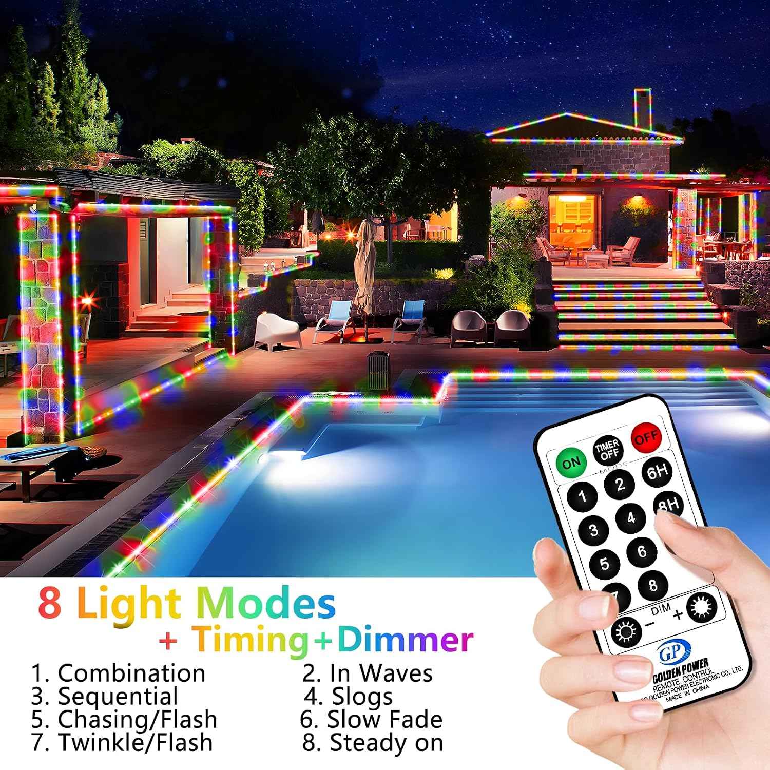 KNONEW 164FT 1000LED Rope Lights for Outside,Outdoor String Lights Waterproof 8 Modes Clear Tube Light for Indoor,Bedroom,Wedding,Garden,Patio,Christmas,Tree,Rv,Holiday Decoration(Multicolor) | 8 Modes,Timer,Memory Function Rope Lighting String Lights ...