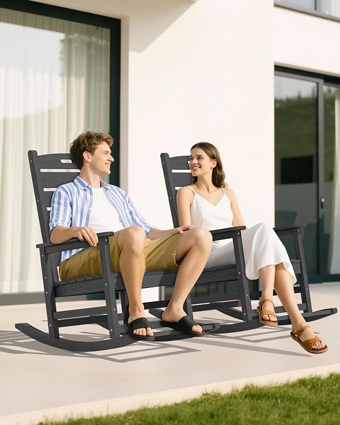 SERWALL Outdoor Rocking Chair, Oversized Rocking Chair - Image 2
