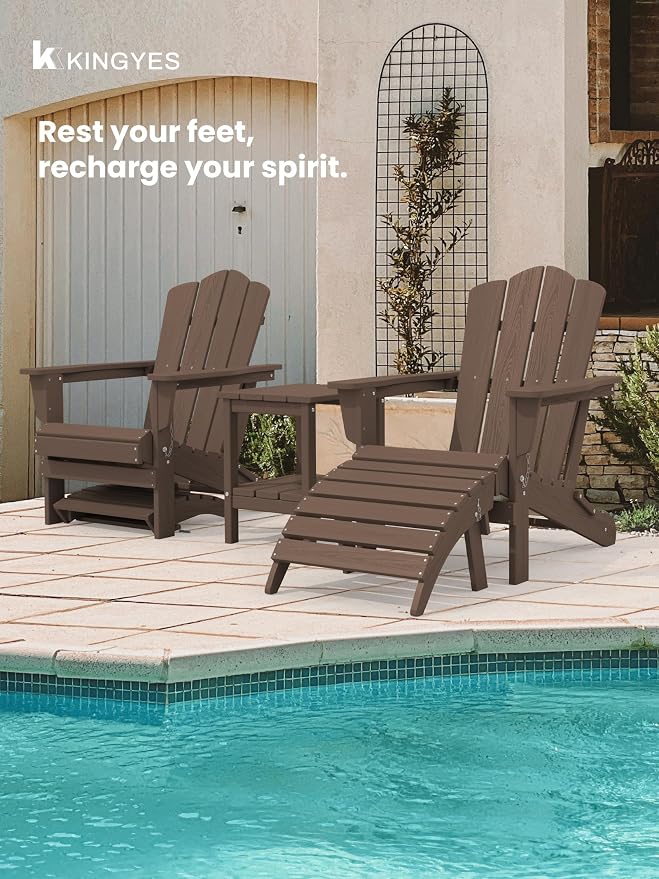 KINGYES Folding Adirondack Ottomans Set of 2 - Image 4
