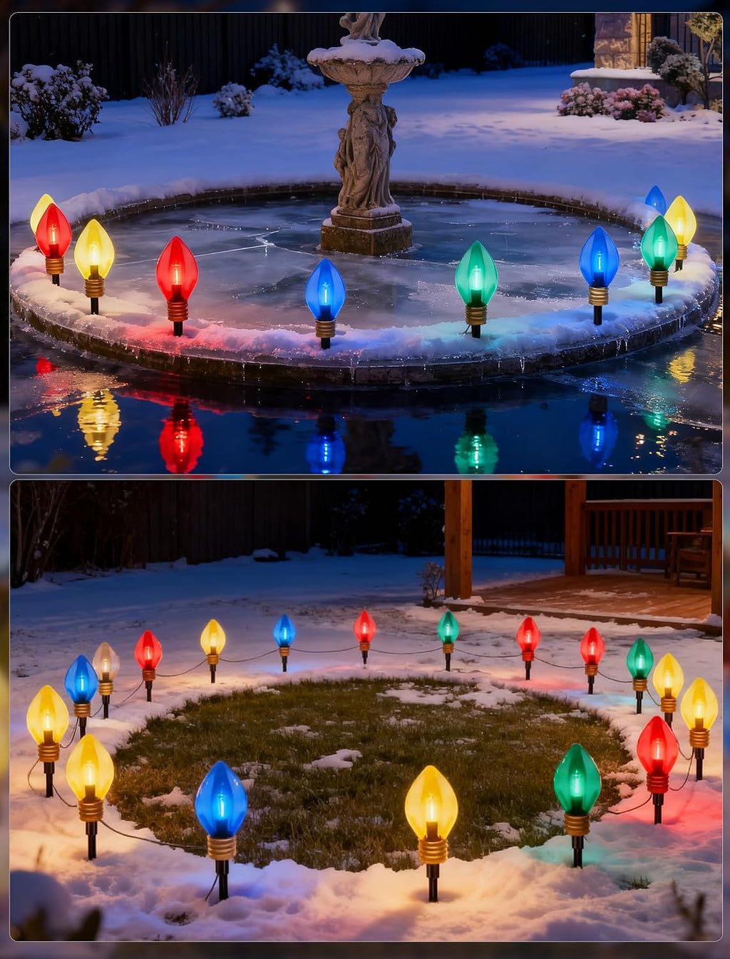 C9 Jumbo Christmas Pathway Lights Outdoor, 6.5Ft Christmas Decorations with 4 7.5'' LED Giant Multicolor Walkway Lights Bulb Waterproof, Vintage Xmas String Light for Lawn Holiday Outside Yard Garden