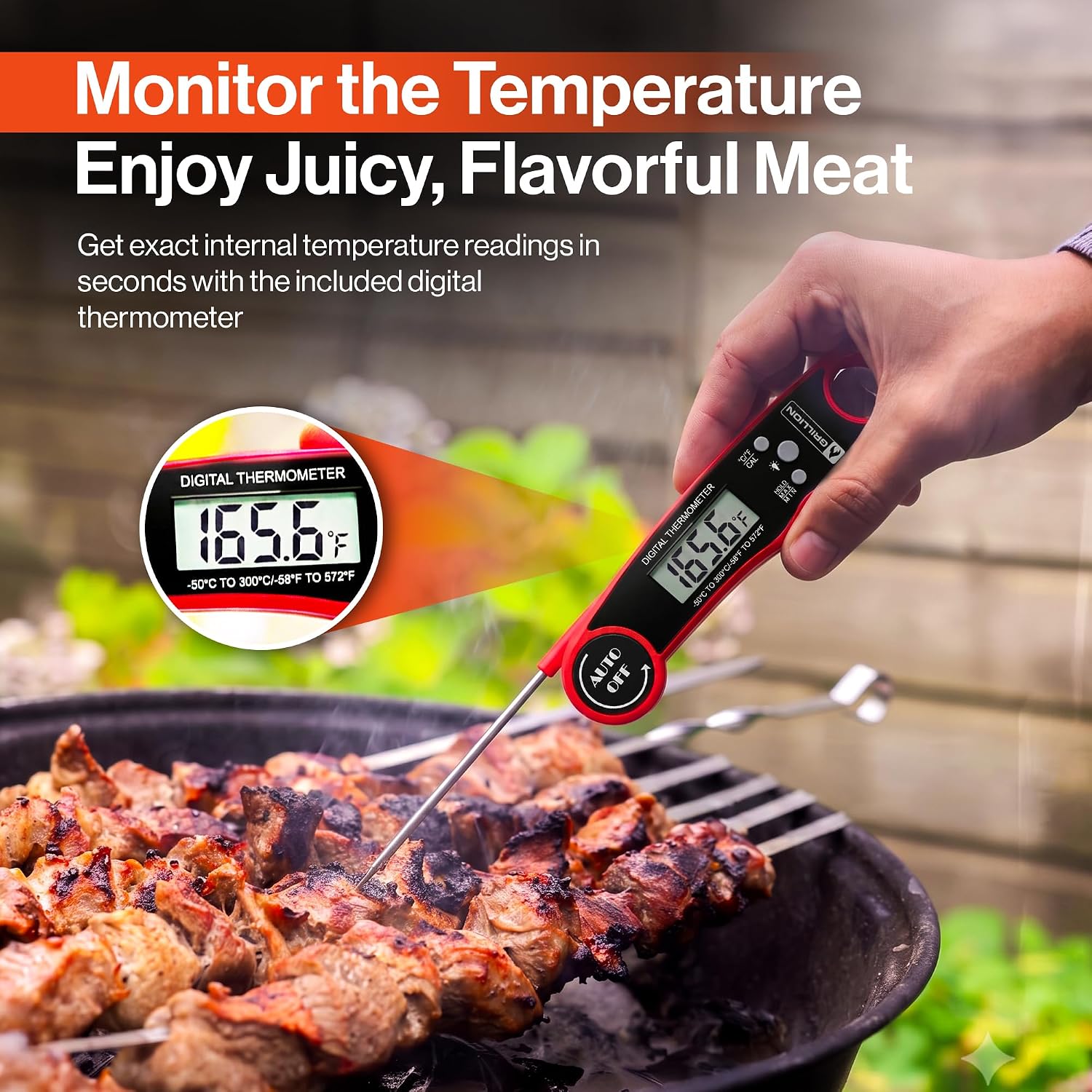 5PCS Grilling Tools for Outdoor Grills - Premium Grilling Utensil Set - Spatula, Tongs, Fork, Thermometer & Brush with Carrying Bag - BBQ Grill Sets for Men - BBQ Grill Accessories Gifts