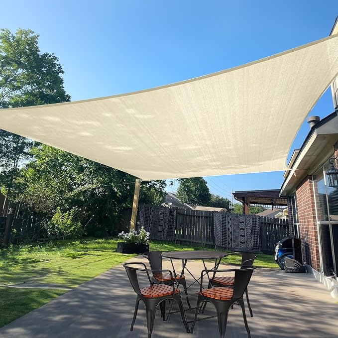 SUNLAX Sun Shade Sail 13' x 15' Butter Cream Rectangle Canopy Sail Shade Cover by SUNLAX