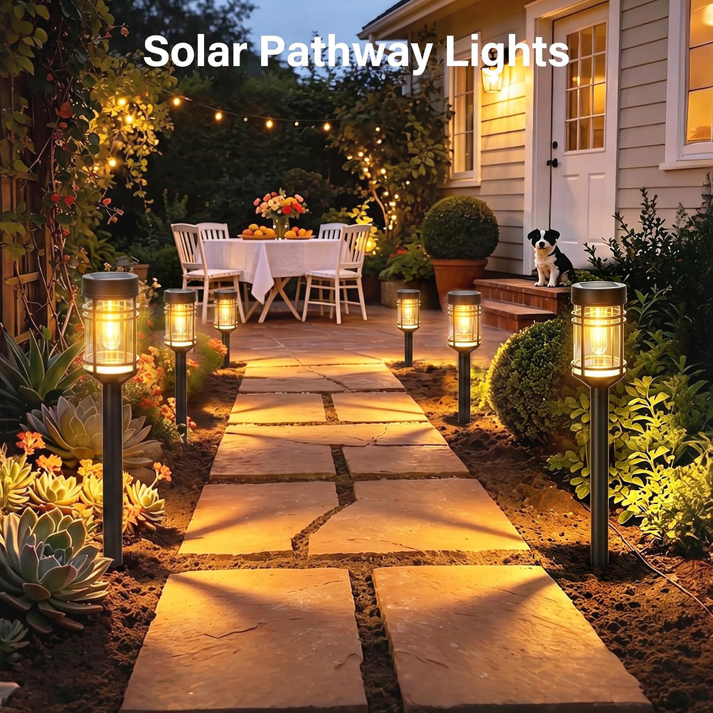 Ollny Solar Pathway Lights Outdoor 2 Packs, Solar Garden Lights IP65 Waterproof, LED Solar Powered Path Light Auto On/Off, Landscape Lighting for Yard Walkway Driveway Porch Outside Decor