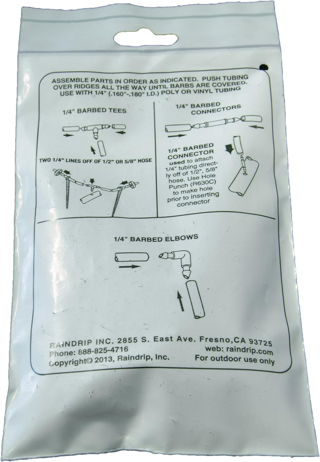 Raindrip 312050B Drip Irrigation Fittings Single Barbed Coupling Connectors, 1/4-Inch, 50 Per Bag, for Trees, Shrubs, Gardens, Black