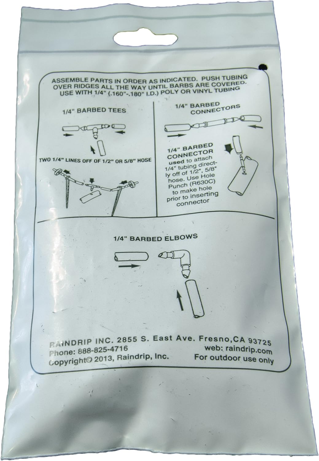 Raindrip 312050B Drip Irrigation Fittings Single Barbed Coupling Connectors, 1/4-Inch, 50 Per Bag, for Trees, Shrubs, Gardens, Black