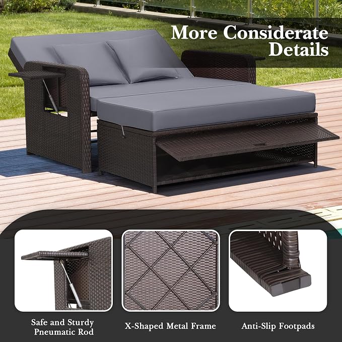 RELAX4LIFE Wicker Patio Outdoor Daybed - Image 8