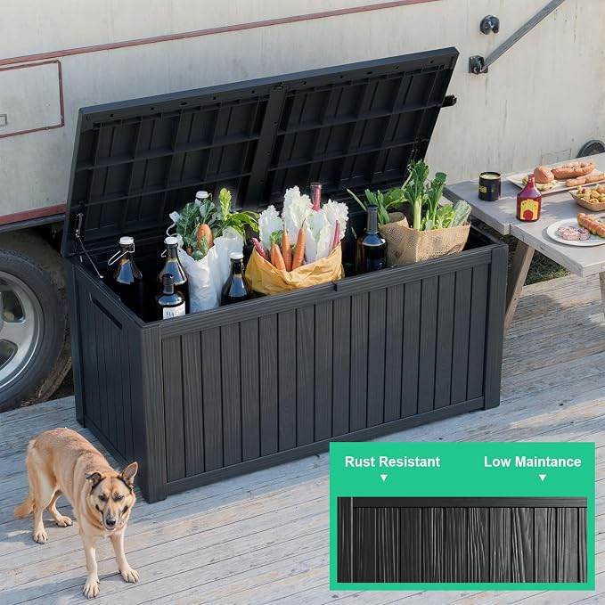 200 Gallon Waterproof Outdoor Storage Box, Resin Deck Box, Lockable Outside - Image 5