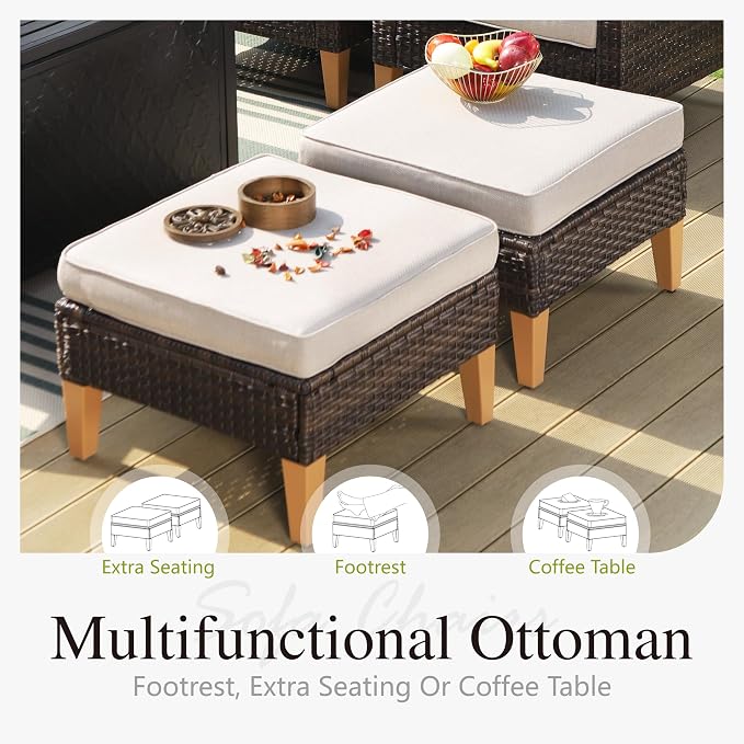Sophia & William Wicker Patio Furniture Set, Outdoor Rattan Sectional Sofa 9 - Image 6