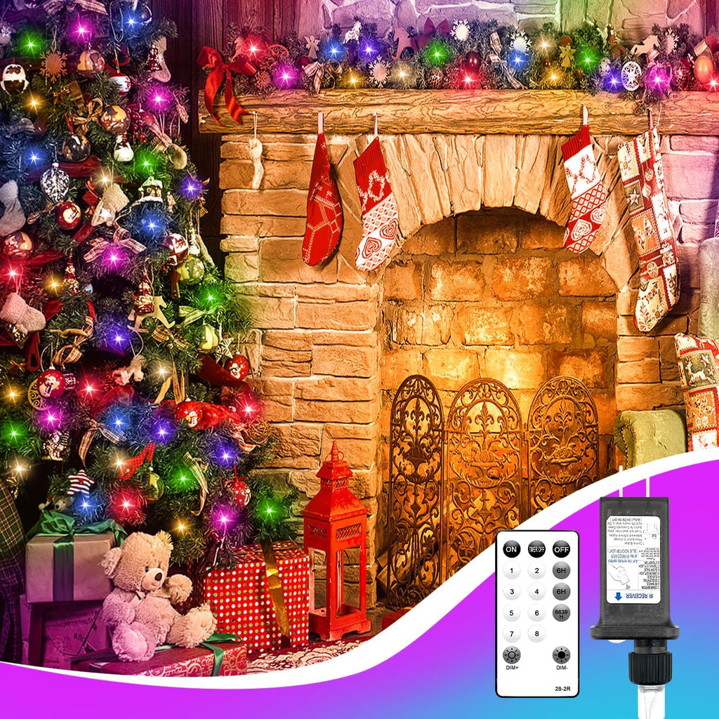 400FT Extra Long Multicolor String Lights, LED Waterproof Fairy Lights with Remote & Timer, Dimmable Seasonal Decorative Lighting for Christmas, Wedding, Party, Garden, Patio
