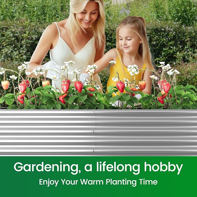 FRIZIONE 2pcs Tall 8x3x1.5ft Galvanized Raised Garden Bed Outdoor, Steel Garden - Image 7