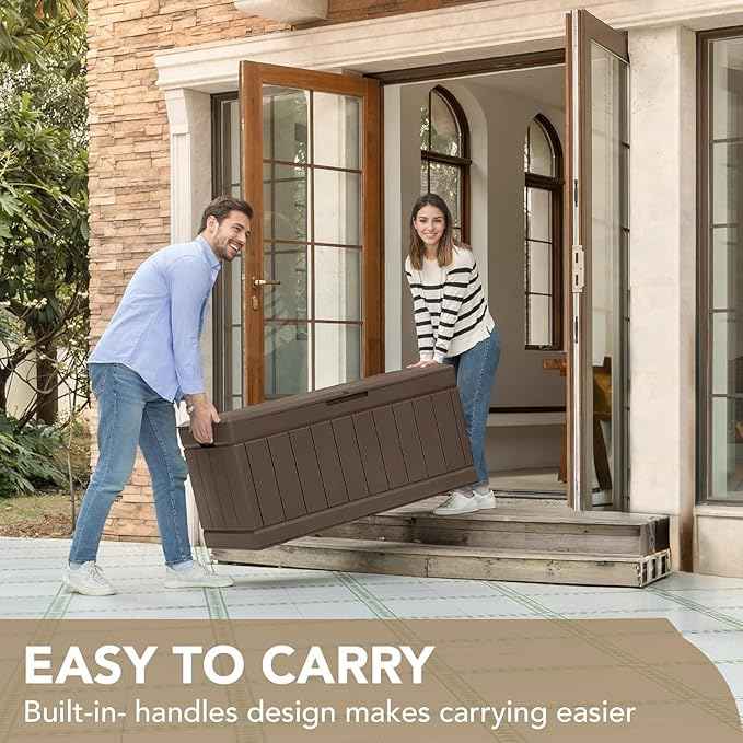 Devoko 85 Gallon Deck Box Lockable Resin Outdoor Storage Box waterproof Outdoor