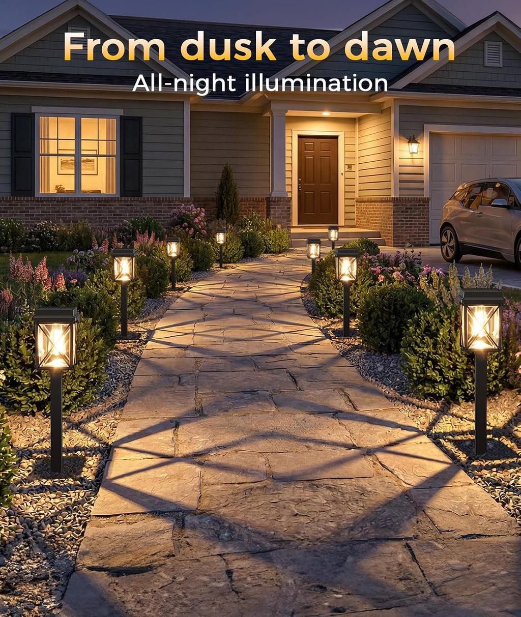 XMCOSY+ Solar Pathway Lights Outdoor, 6 Pack Bright Solar Garden Lights | 3 Color Modes, 20-50LM Custom Brightness, 15H Landscape Lighting, Solar Lights Outdoor Waterproof IP65 for Yard Path Walkway