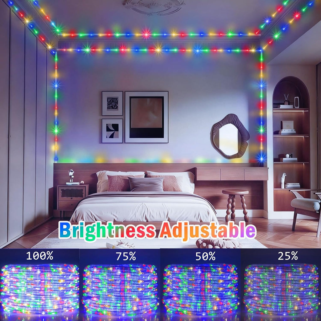 KNONEW 164FT 1000LED Rope Lights for Outside,Outdoor String Lights Waterproof 8 Modes Clear Tube Light for Indoor,Bedroom,Wedding,Garden,Patio,Christmas,Tree,Rv,Holiday Decoration(Multicolor) | 8 Modes,Timer,Memory Function Rope Lighting String Lights ...