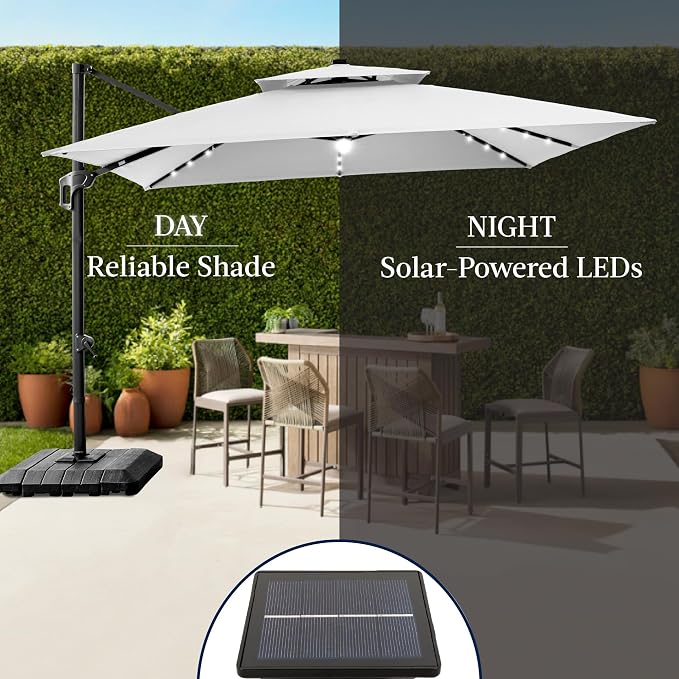 Best Choice Products 9x12ft LED Cantilever Patio Umbrella w/Base Included & - Image 6