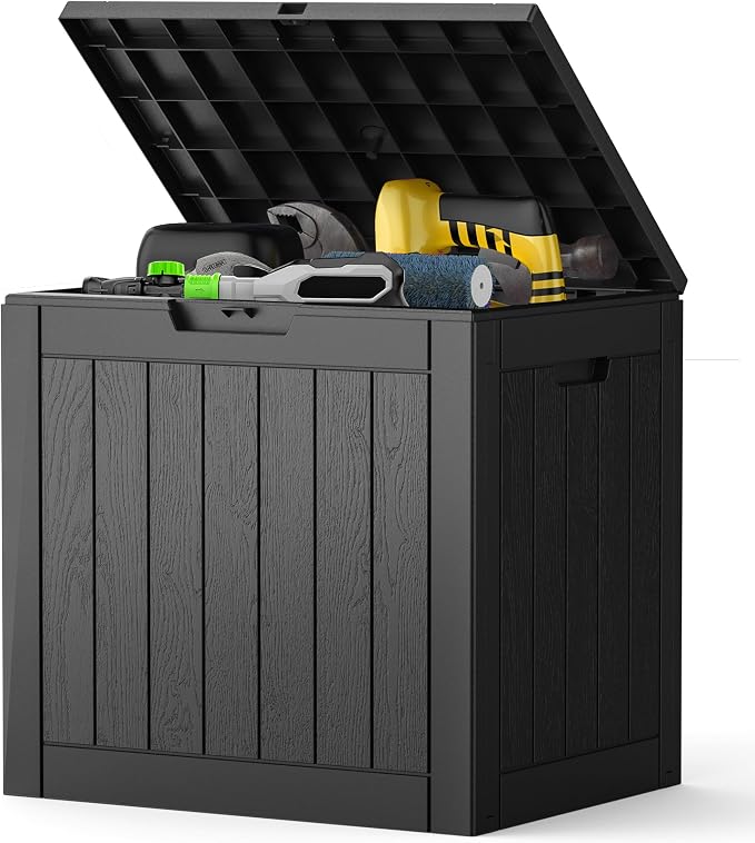 NEWBULIG 31 Gallon Deck Box, Weatherproof Resin Lockable Outdoor Storage by NEWBULIG