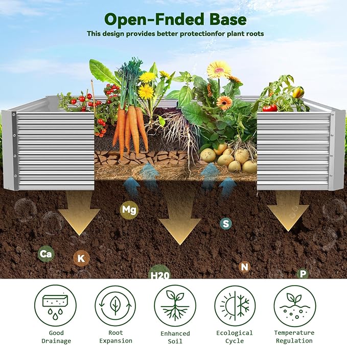 4 Pack Raised Beds for Gardening, Corrugated Galvanized Steel Raised Garden Bed - Image 5