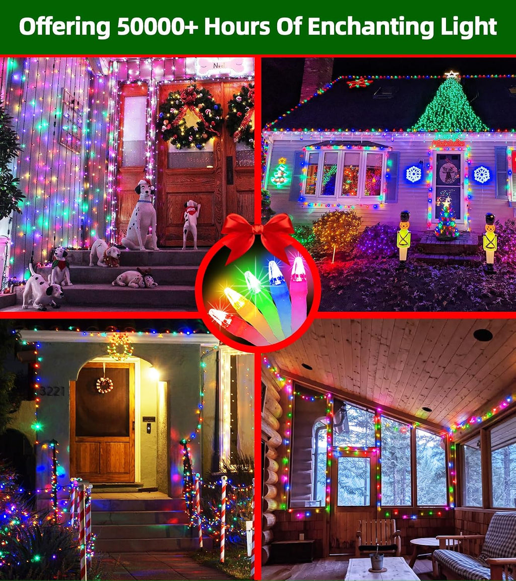 1500 LED 470FT Christmas Lights,12 Modes Outdoor String Lights, Multicolor | Weather-resistant Plug-in Tree Lights with Timer, Memory and Dimming for House, Fences, Patios, Holiday Decor