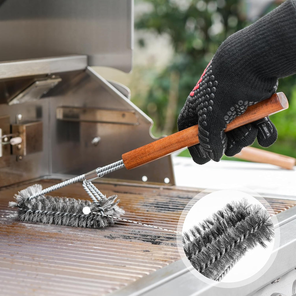 onlyfire 4PCS BBQ Tools, Stainless Steel Griddle Accessories | Grilling Utensil Set Including Grill BBQ Spatulas, Barbecue Tong, Grill Fork and BBQ Brush