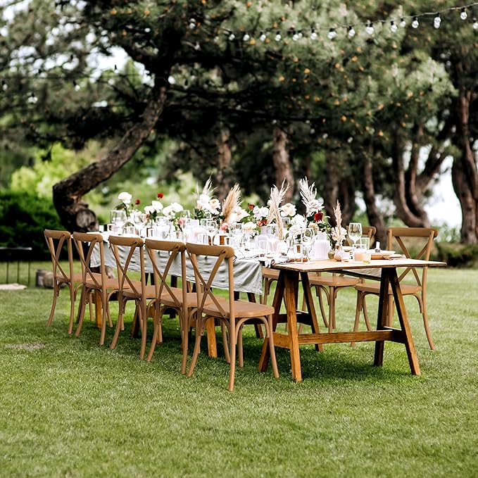 VINGLI Plastic Outdoor Dining Chairs Set of 4, Stackable Patio Farmhouse Brown - Image 2