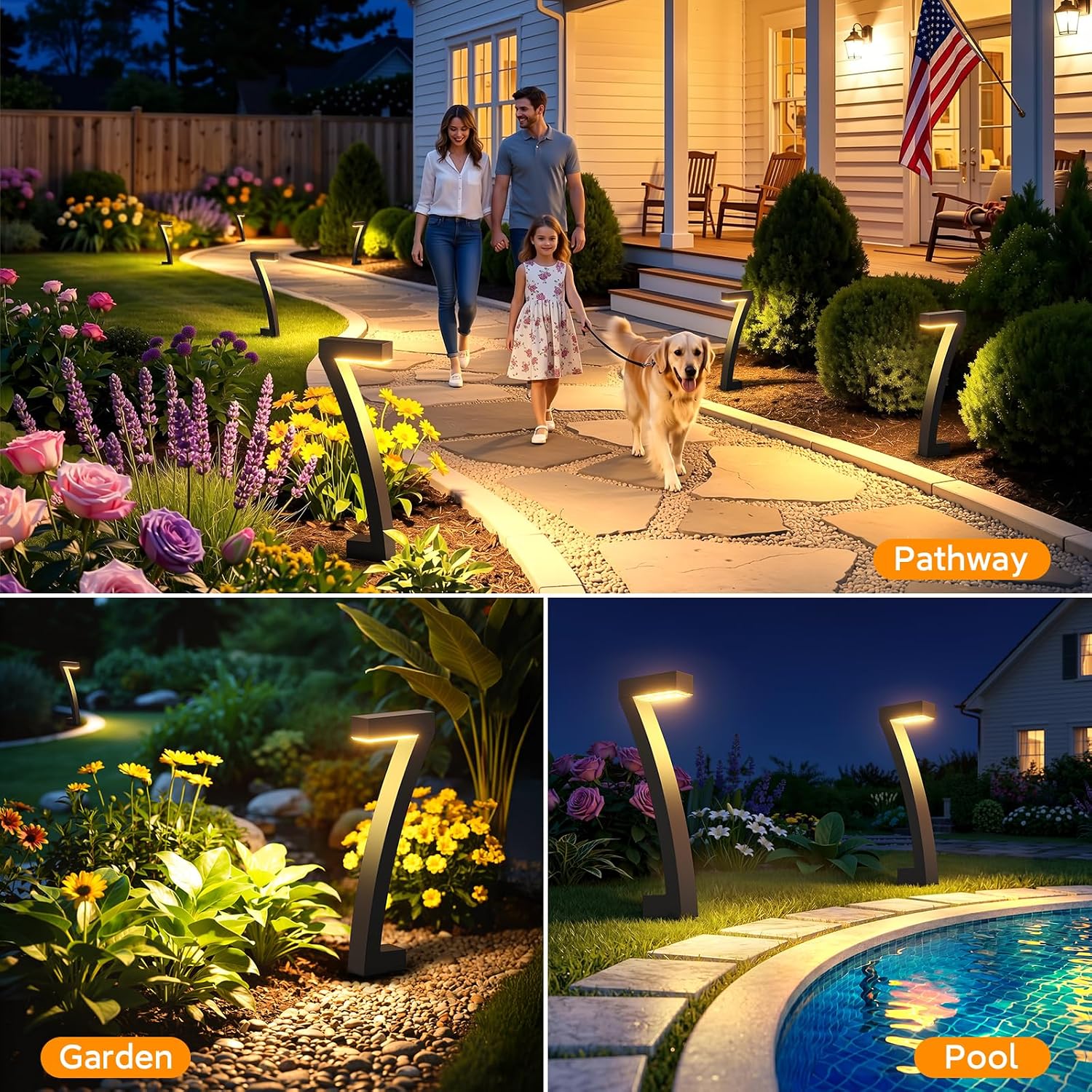 BUCASA Solar Lights Outdoor Pathway Lights, 6 Pack Upgraded Bright LED Outdoor Solar Light for Outside, IP65 Waterproof Solar Garden Light for Yard, Driveway, Walkway, Landscape, Patio Decor