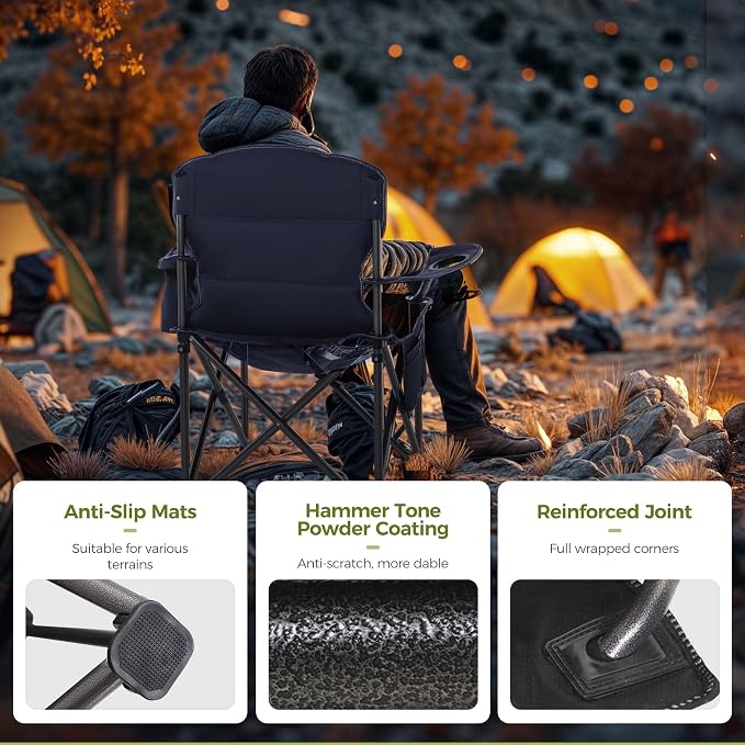 ALPHA CAMP Heavy Duty Camping Chair 500LBS Capacity, Oversized Folding Chair - Image 6