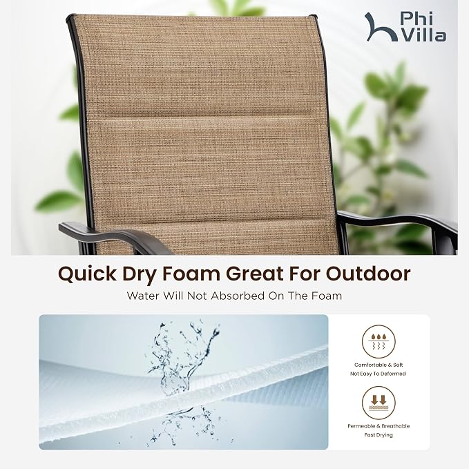 PHI VILLA Outdoor Patio Swivel Bar Stools Set of 4 - Image 7