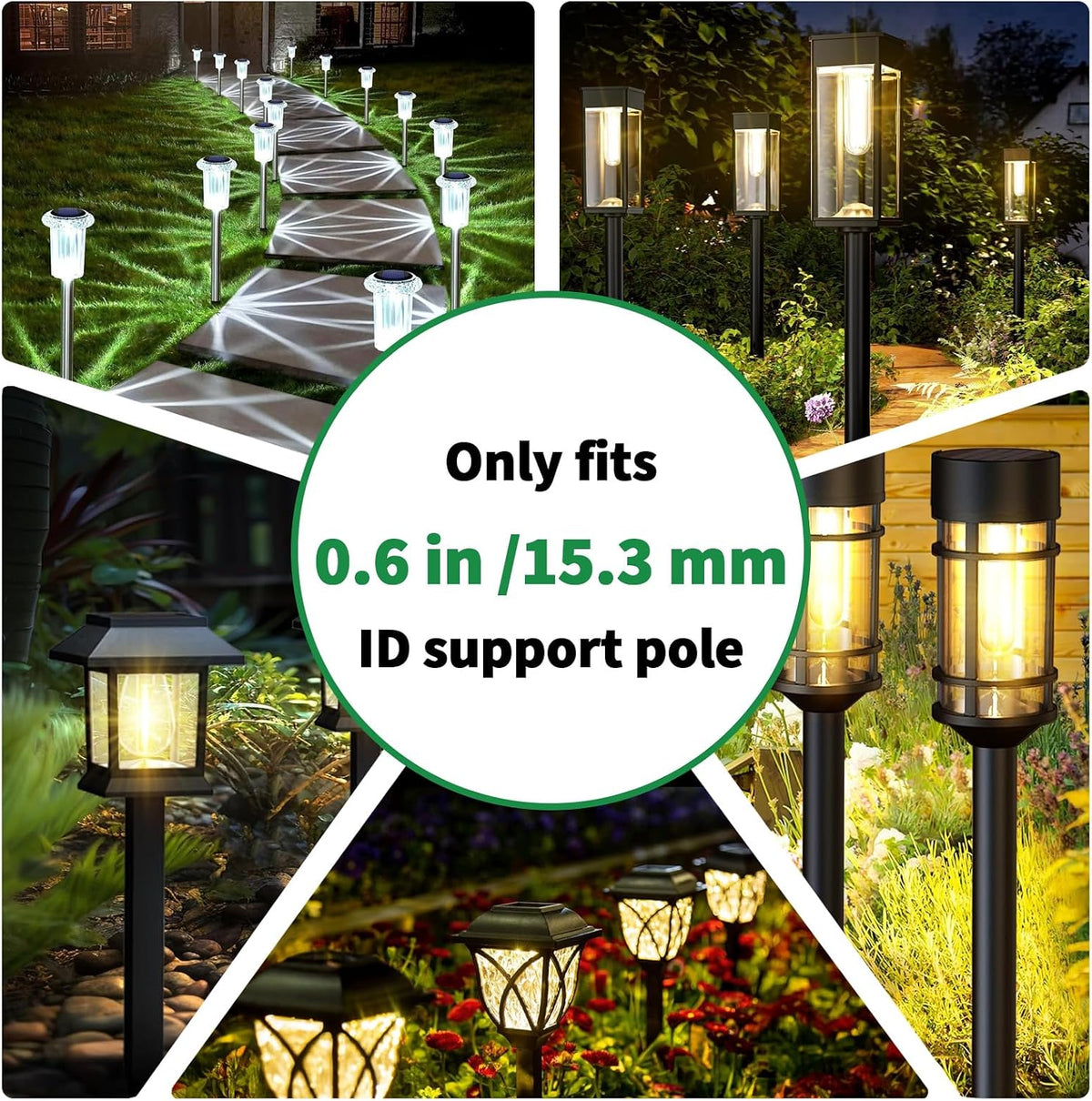 8 Pcs Solar Light Stakes Replacement (Fit for Inner Diameter 0.6inch),Reinforced Ground Spikes,ABS Plastic Lights Stakes, Ideal for Solar Pathway Lights Garden Torch Lights,Christmas Lights
