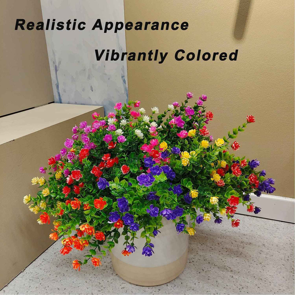 WEAUSUP 21 Bundles Artificial Outdoor Flowers Fake Plants & Greenery | PE Material,Maintenance-Free,Built-In UV Stabilizer, Waterproof Fade-Proof,Ideal for Indoor Outdoor Landscape Decor