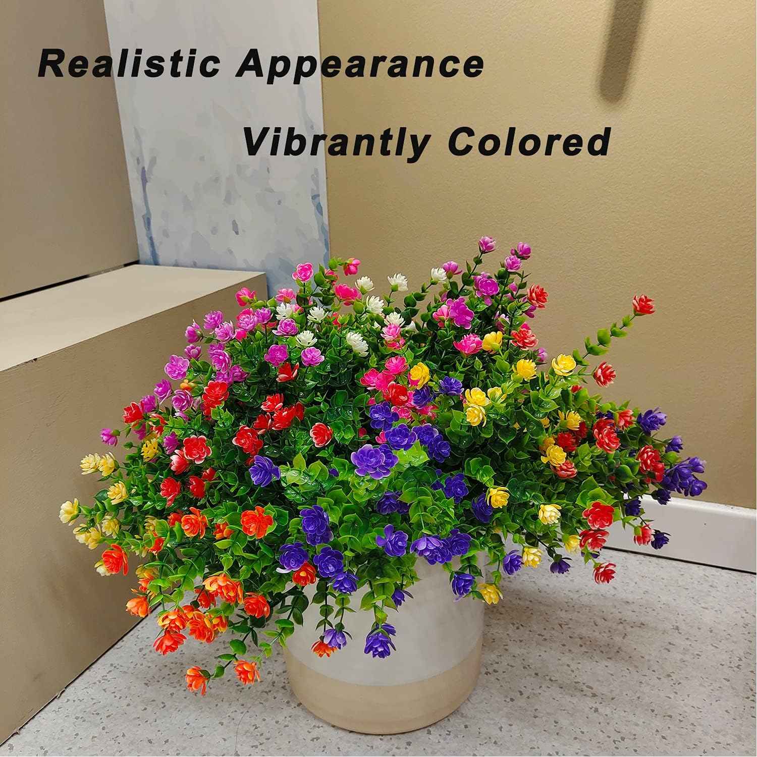 WEAUSUP 21 Bundles Artificial Outdoor Flowers Fake Plants & Greenery | PE Material,Maintenance-Free,Built-In UV Stabilizer, Waterproof Fade-Proof,Ideal for Indoor Outdoor Landscape Decor