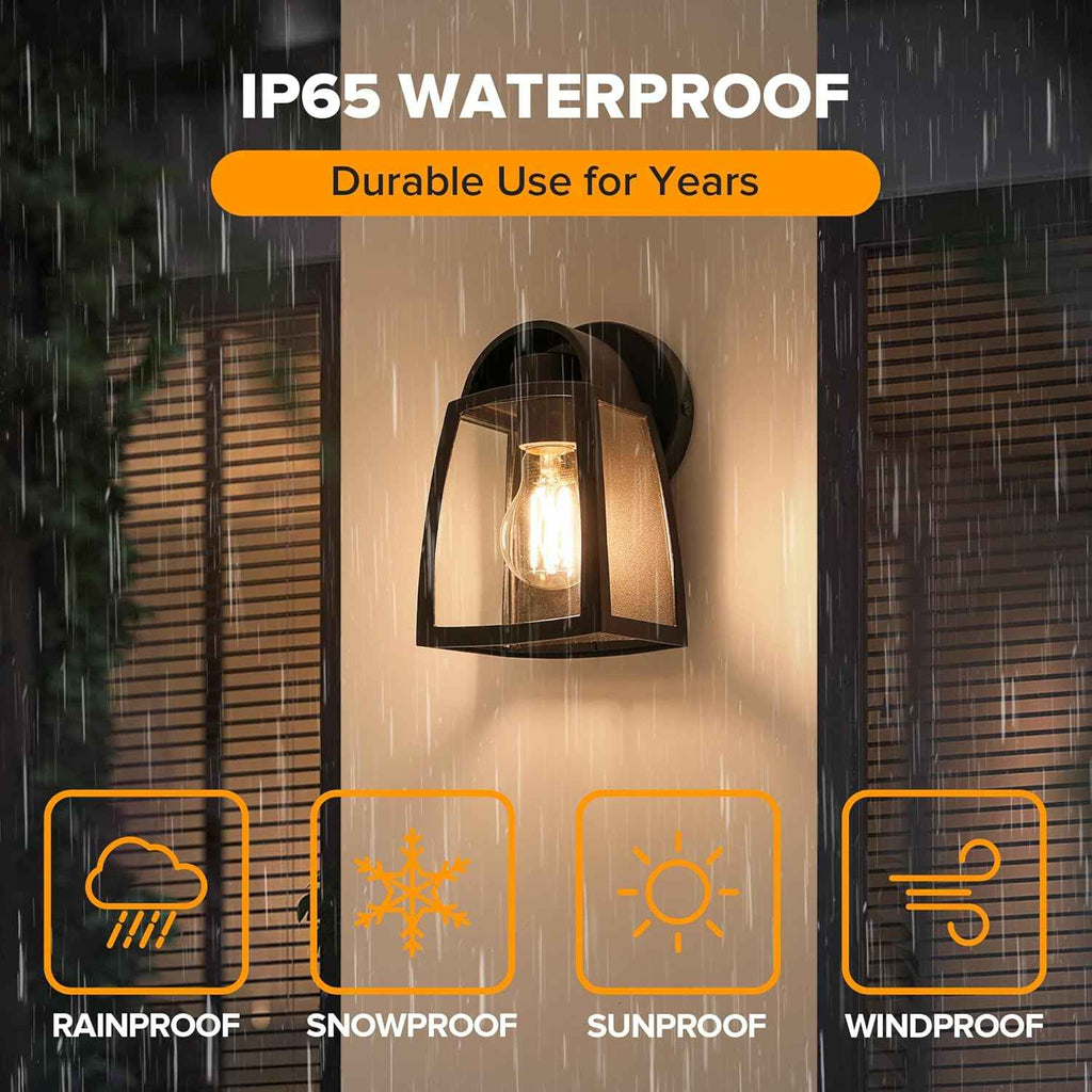 LUTEC Outdoor Wall Light Fixtures, Exterior Waterproof Wall Lantern with Clear Glass Shade, Aluminum Modern Matte Black Porch Sconce Outdoor Lighting for Garage Entryway Yard