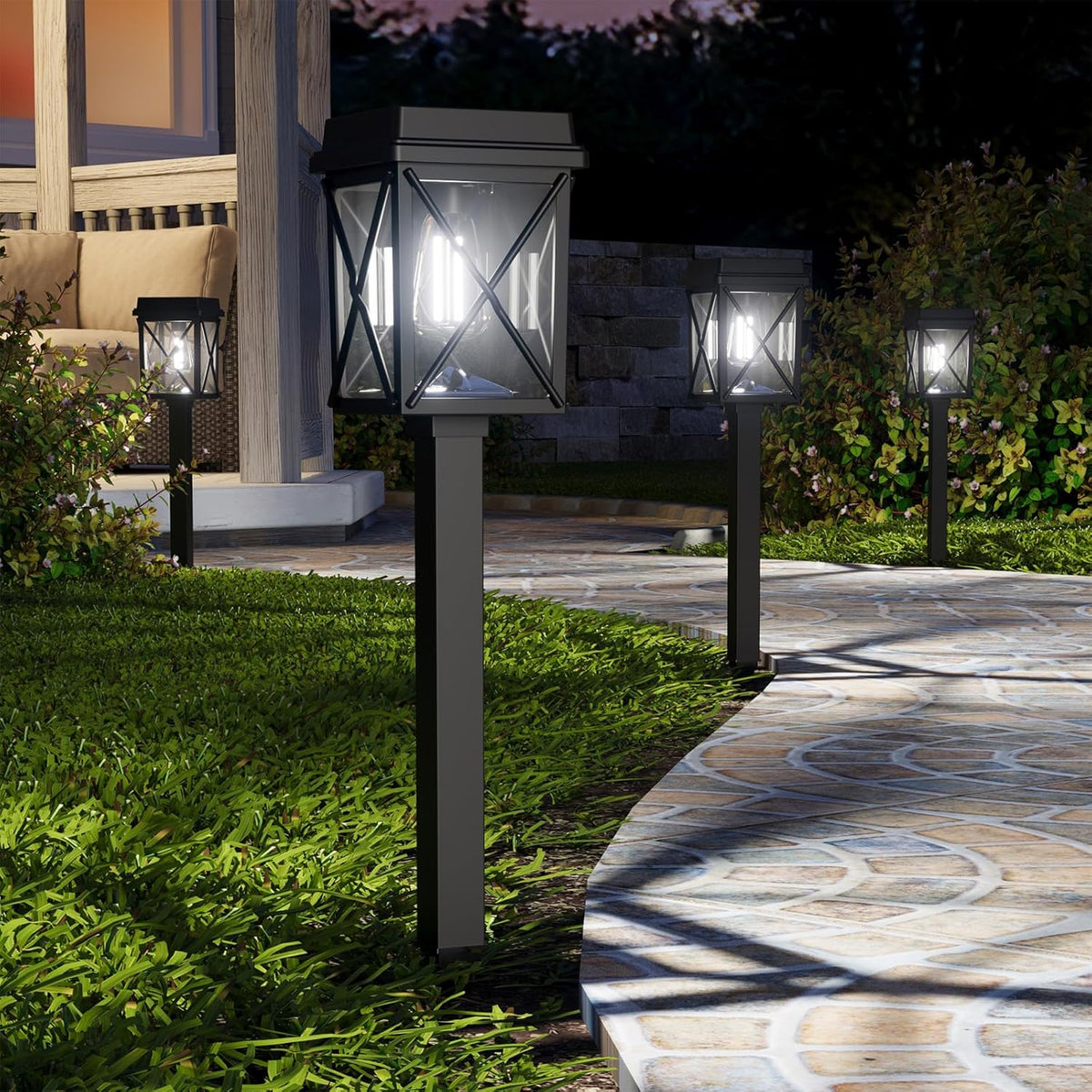 XMCOSY+ Solar Pathway Lights Outdoor, 6 Pack Bright Solar Garden Lights | 3 Color Modes, 20-50LM Custom Brightness, 15H Landscape Lighting, Solar Lights Outdoor Waterproof IP65 for Yard Path Walkway