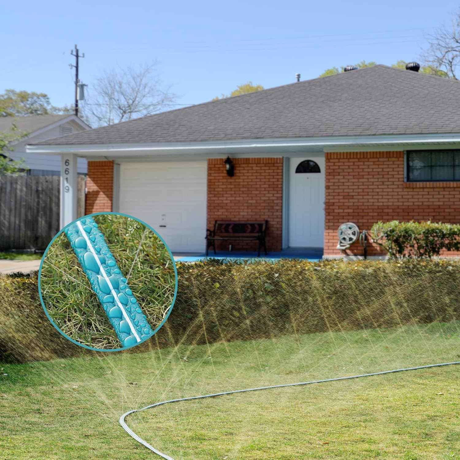 LINEX Sprinkler Soaker Hose 25 ft for Garden Lawn Watering Hose with Hose Stakes
