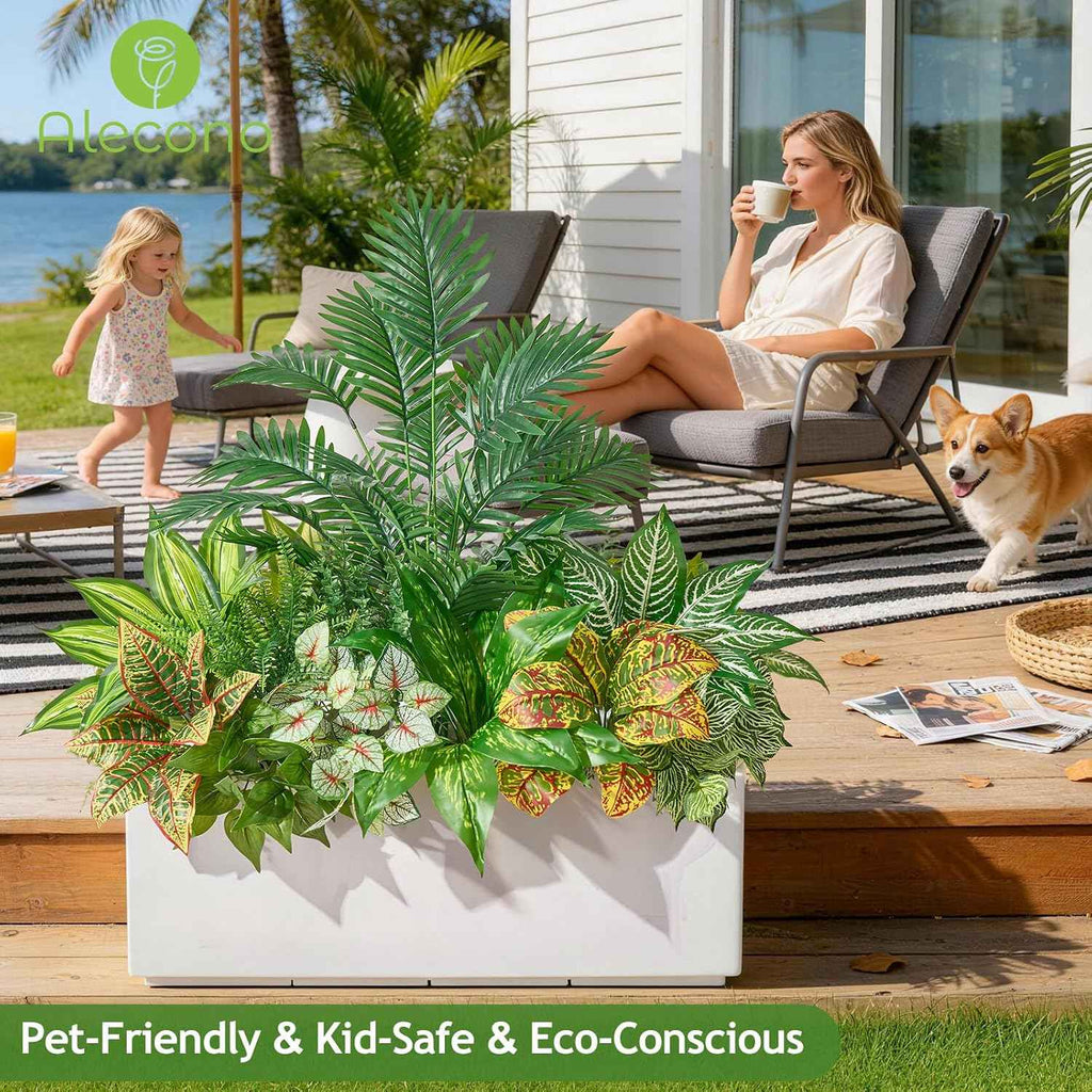 Alecono Artificial Plants Outdoor 11 Bundles UV Resistant Fake Greenery | Maintenance-Free Faux Stems for Window Box, Porch, Patio Decor & Outdoor Planters (No Planter Included)