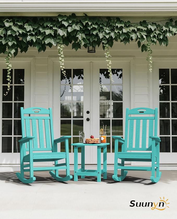 Oversized Rocking Chairs Outdoor Set of 4, High Back Porch Rocking Chair - Image 2