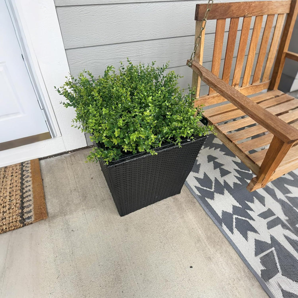 8 Bundles UV Resistant & Non-Fading Artificial Boxwood Shrubs - Fake Greenery Plants for Outdoor Indoor, Farmhouse, Garden, Porch, Patio, Wedding Decoration