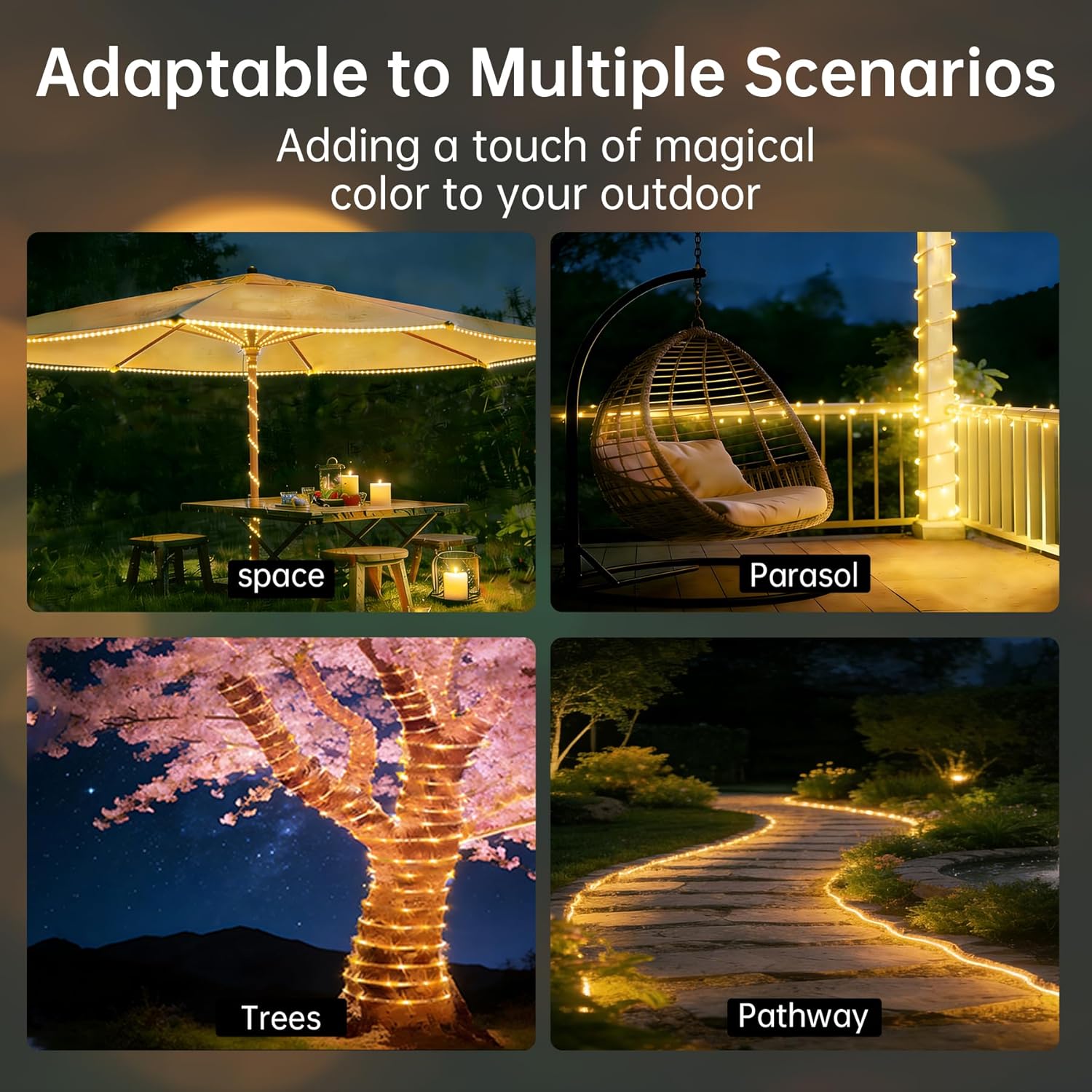 Solar Roep Lights for outside, 66ft 200 LED Warm White Solar string Lights | with 8 Modes, Waterproof Solar Outdoor Lights for Patio Garden Yard Party Tree Proch Pool Fence Holiday Christmas Decoration