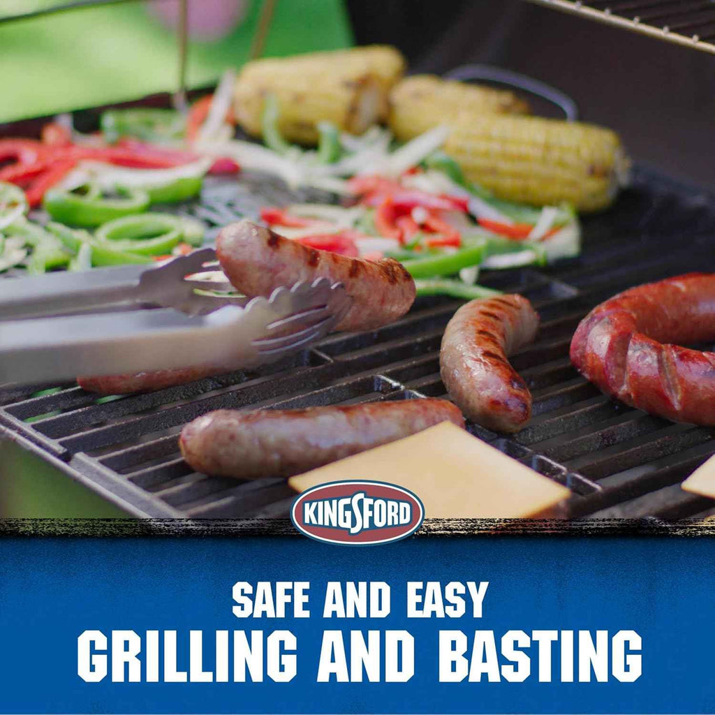 Kingsford 3-Piece Rust-Resistant Stainless Steel BBQ Tool Set, 3 Count | Rust-resistant stainless steel, spatula tongs and basting brush, outdoor grilling and cooking