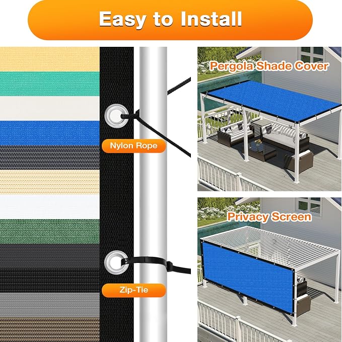 Artpuch Outdoor Pergola Shade Cover 15' X 15' Sun Shade Cloth - Image 5