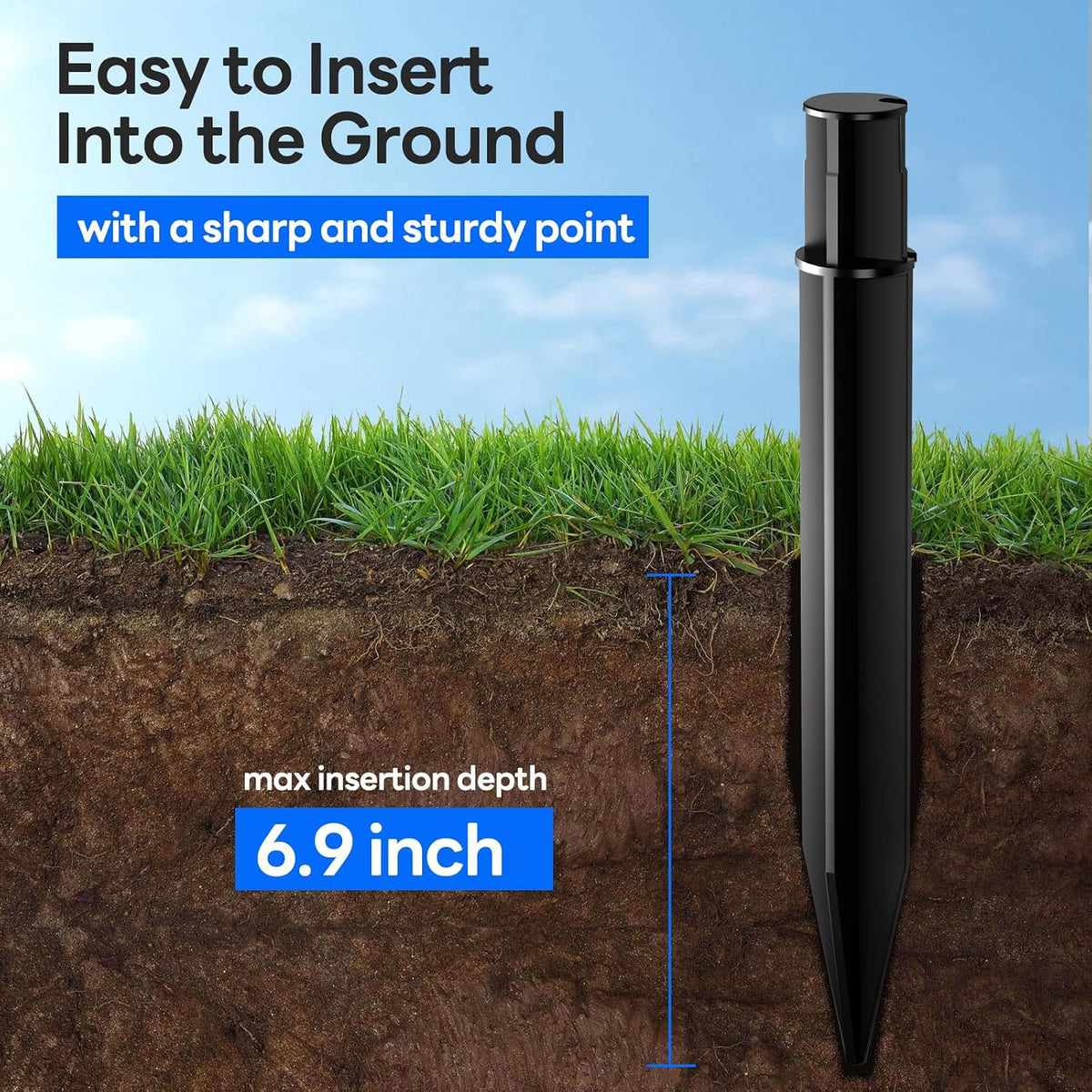 COXSENI Reinforced Ground Stakes, 0.83" x 8.27" for Solar Lights, 8 Pack | Heavy Duty ABS Plastic, Weather Resistant, Replacement Nails for Pathway, Garden, Torch & Landscape Lights