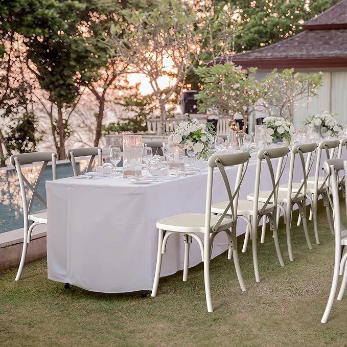 VINGLI Plastic Outdoor Dining Chairs Set of 4, Stackable Patio Cream White - Image 2