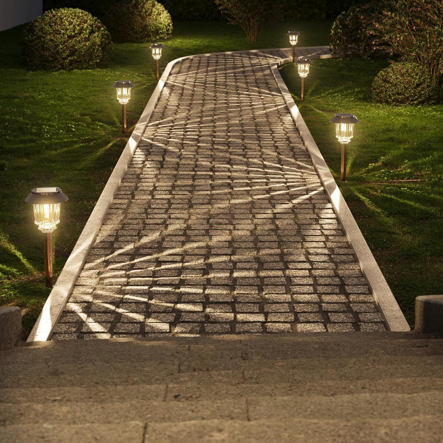 XMCOSY+ Solar Pathway Lights Outdoor - 6 Pack Solar Garden Lights, 10-40 LM Dimmable Solar Lights Outdoor Waterproof Auto On/Off IP 65 Solar Powered Landscape Lighting for Patio Walkway Driveway | Aluminum Metal Glass 40 LM Dimmable 8-12 Hours Brightne...