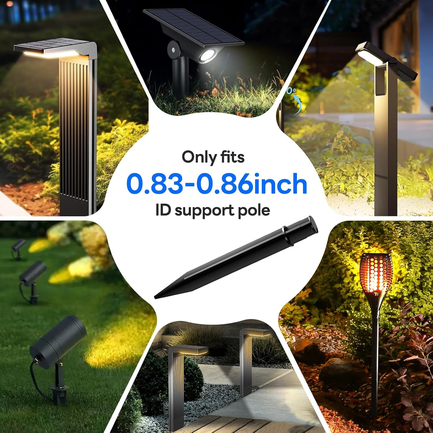 COXSENI Reinforced Ground Stakes, 0.83" x 8.27" for Solar Lights, 8 Pack | Heavy Duty ABS Plastic, Weather Resistant, Replacement Nails for Pathway, Garden, Torch & Landscape Lights