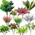 18 PCS Artificial Outdoor Plants, Fake Plants Mix | UV resistant faux plants with 10 varieties for window boxes, planters, porch, patio and garden decor