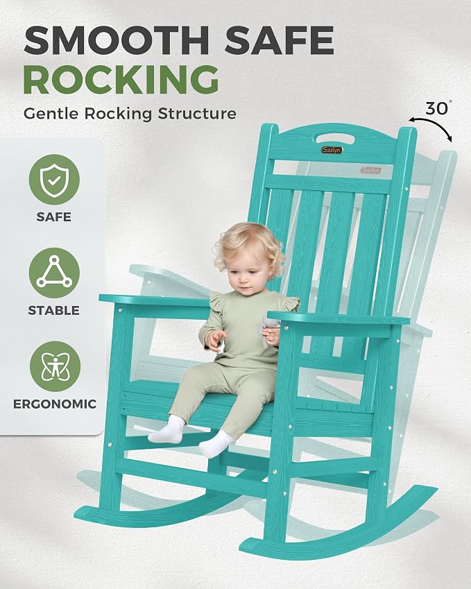 Oversized Rocking Chairs Outdoor Set of 4, High Back Porch Rocking Chair - Image 4