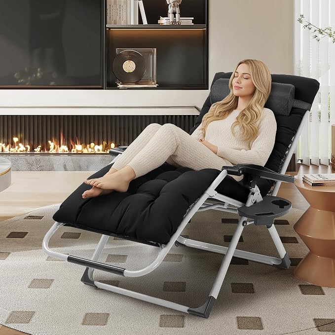 VINGLI 29" Padded Zero Gravity Chair, Lounge Chair - Image 2